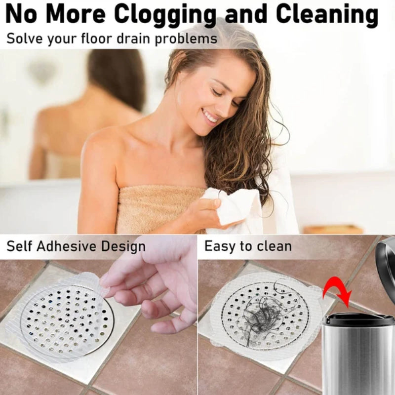 Disposable Shower Drain Hair Catcher Stickers – Mess-Free Clog Prevention for Bathroom & Kitchen Drains