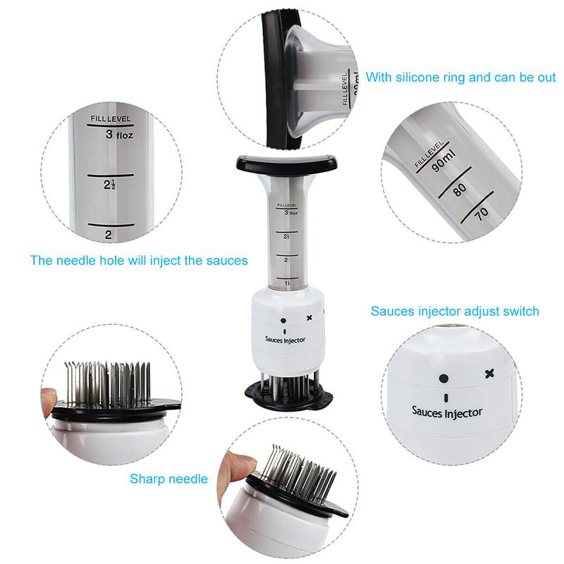 Stainless Steel Marinade Meat Injector – Flavor Syringe Kit with Needles for BBQ, Turkey & Brisket