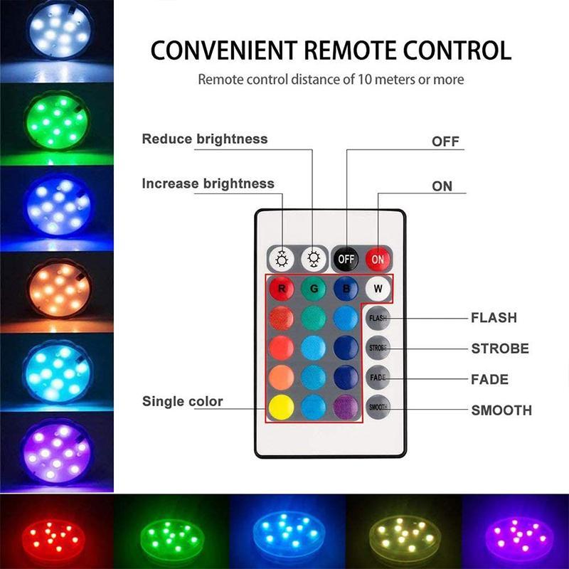 Submersible LED Pool Light | Magnetic Underwater Remote Control Lamp