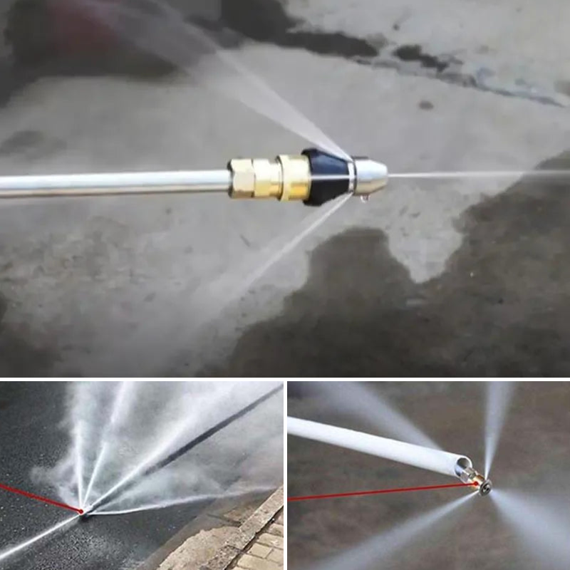 High-Pressure Drain Jetting Nozzle – Stainless Steel Sewer & Pipe Cleaning Sprayer Attachment