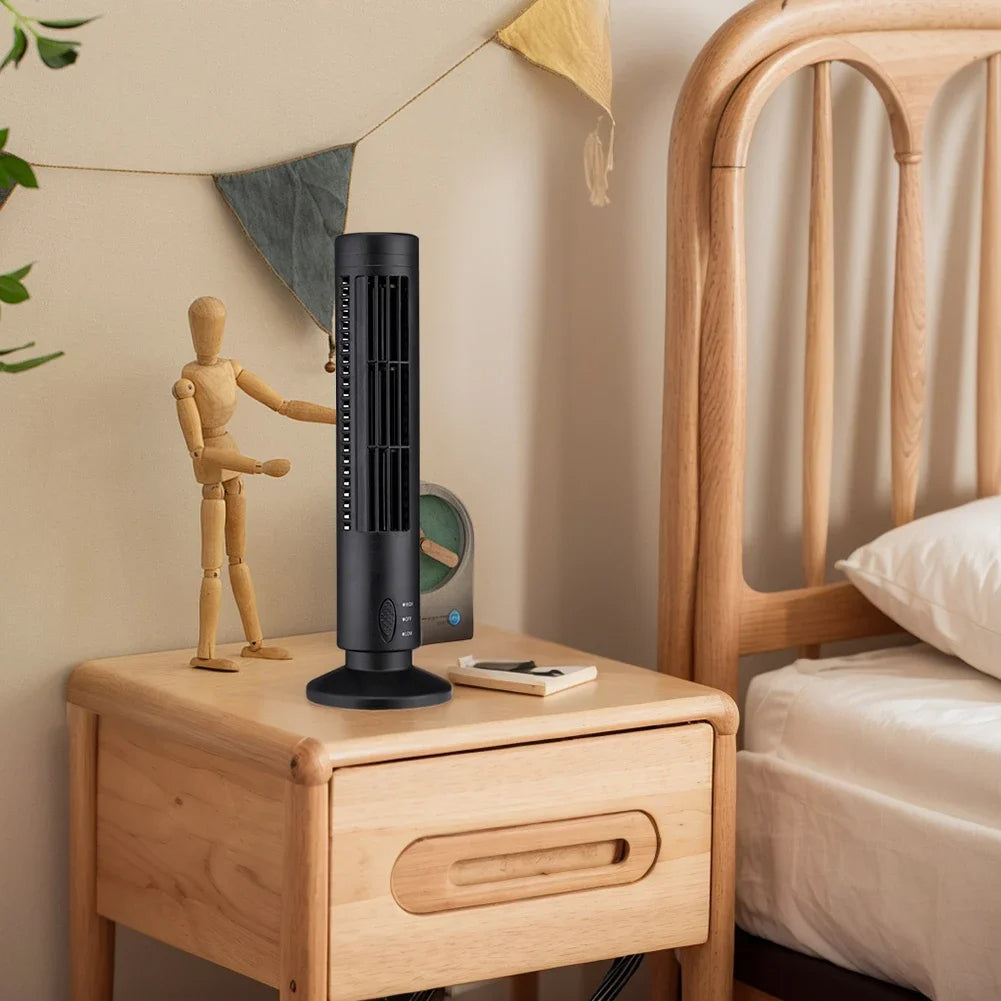 Electric bladeless mini tower desktop fan