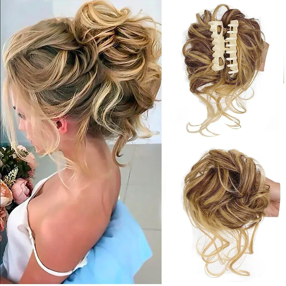 Voluminous Clip In Curly Hair Bun Extension for a Natural Look