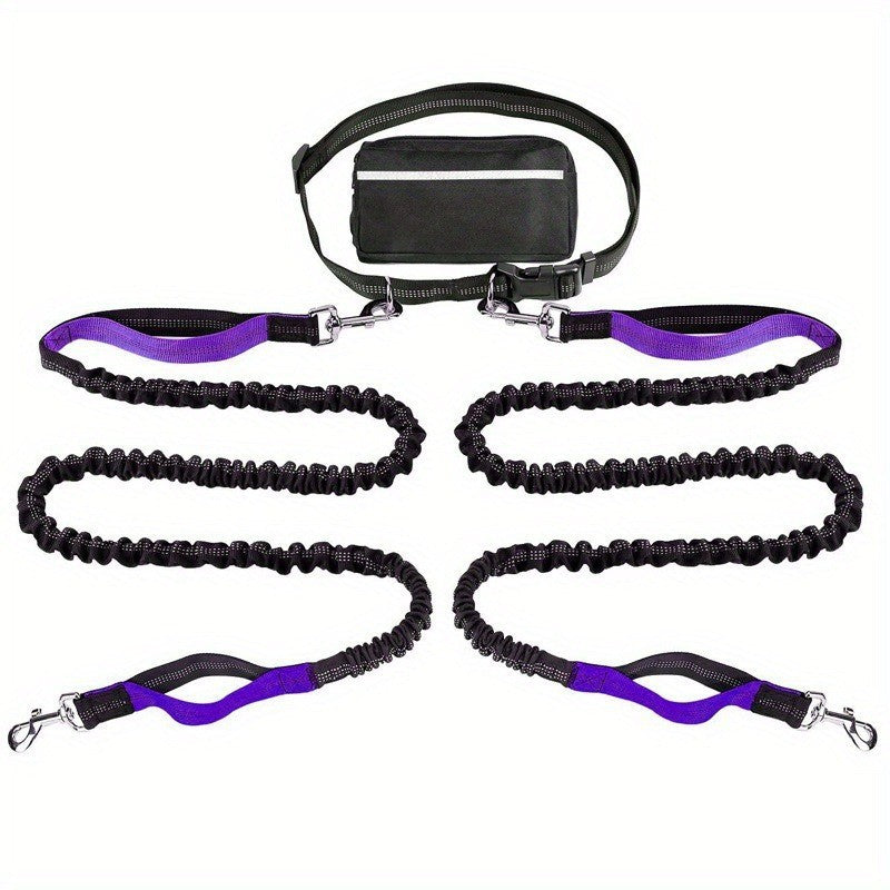 Hands-Free Dog Leash with Shock-Absorbing Bungee – Reflective Waist Leash for Running, Walking & Hiking