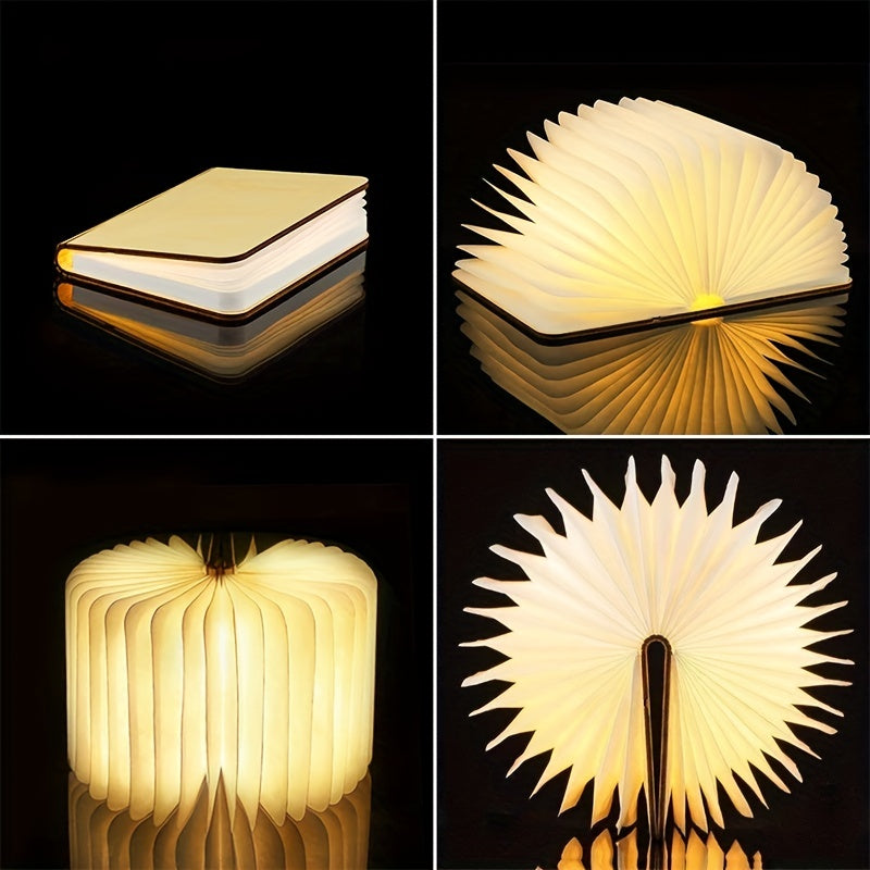 Folding Book Lamp with Rechargeable LED and Three Color Night Light