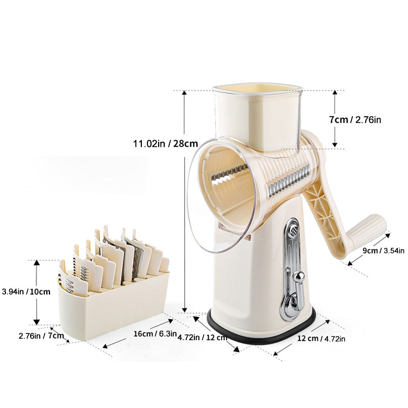 Rotary Cheese Grater & Vegetable Slicer | Multi-Blade Food Shredder