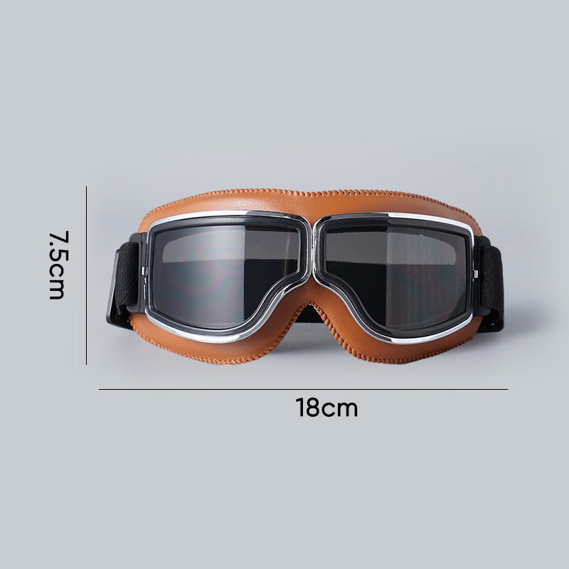 Vintage Motorcycle Goggles with Retro Leather Padding for Riding