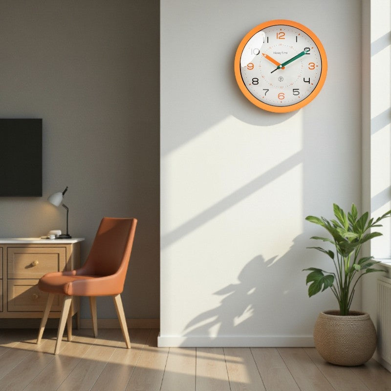 Nordic Minimalist Round Wall Clock with Easy to Read Clear Numbers