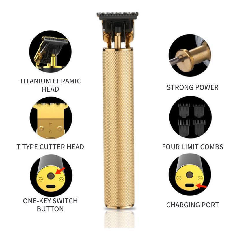 Cordless Zero-Gap Hair Clipper for Precise Fades – Rechargeable T-Blade Trimmer for Outlining & Detailing