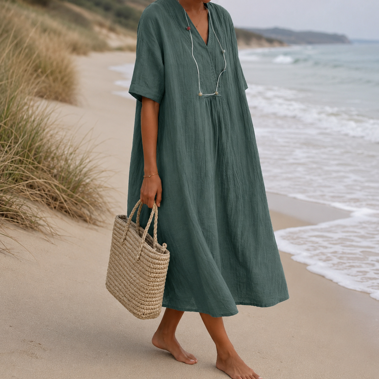 Light Flowy Summer Dress with Pockets for Women – Relaxed A-Line Casual Sundress for Everyday & Holiday Style