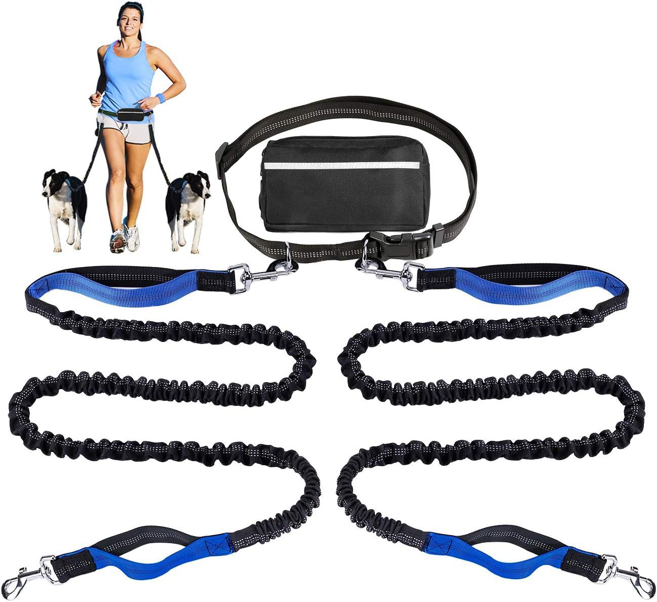 Hands-Free Dog Leash with Shock-Absorbing Bungee – Reflective Waist Leash for Running, Walking & Hiking