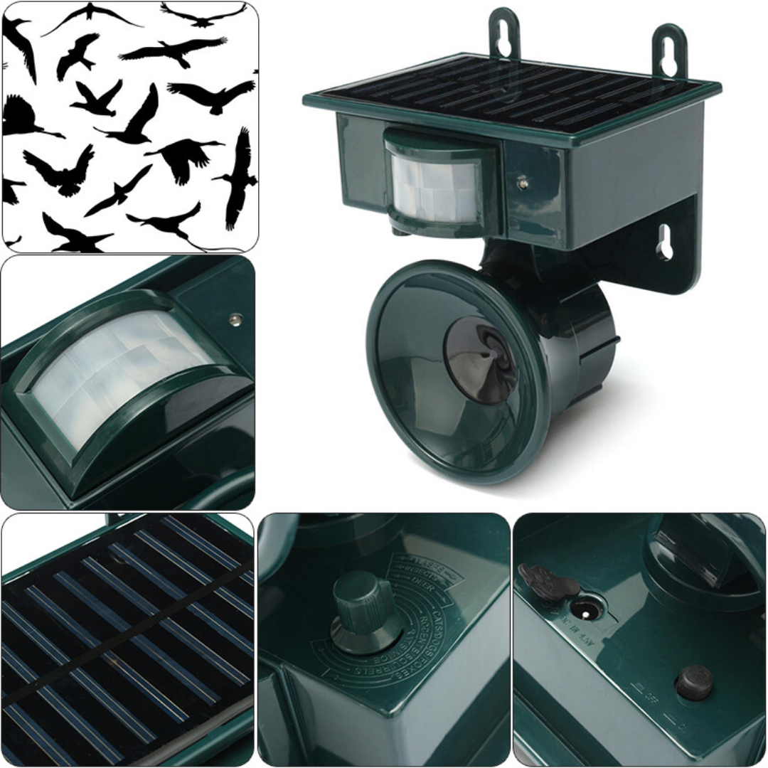 Solar Bird Repeller with Motion Sensor and Sound Deterrent