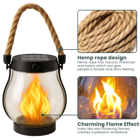 Solar Powered Fire Seed Light with Flickering Flame Effect for Outdoors