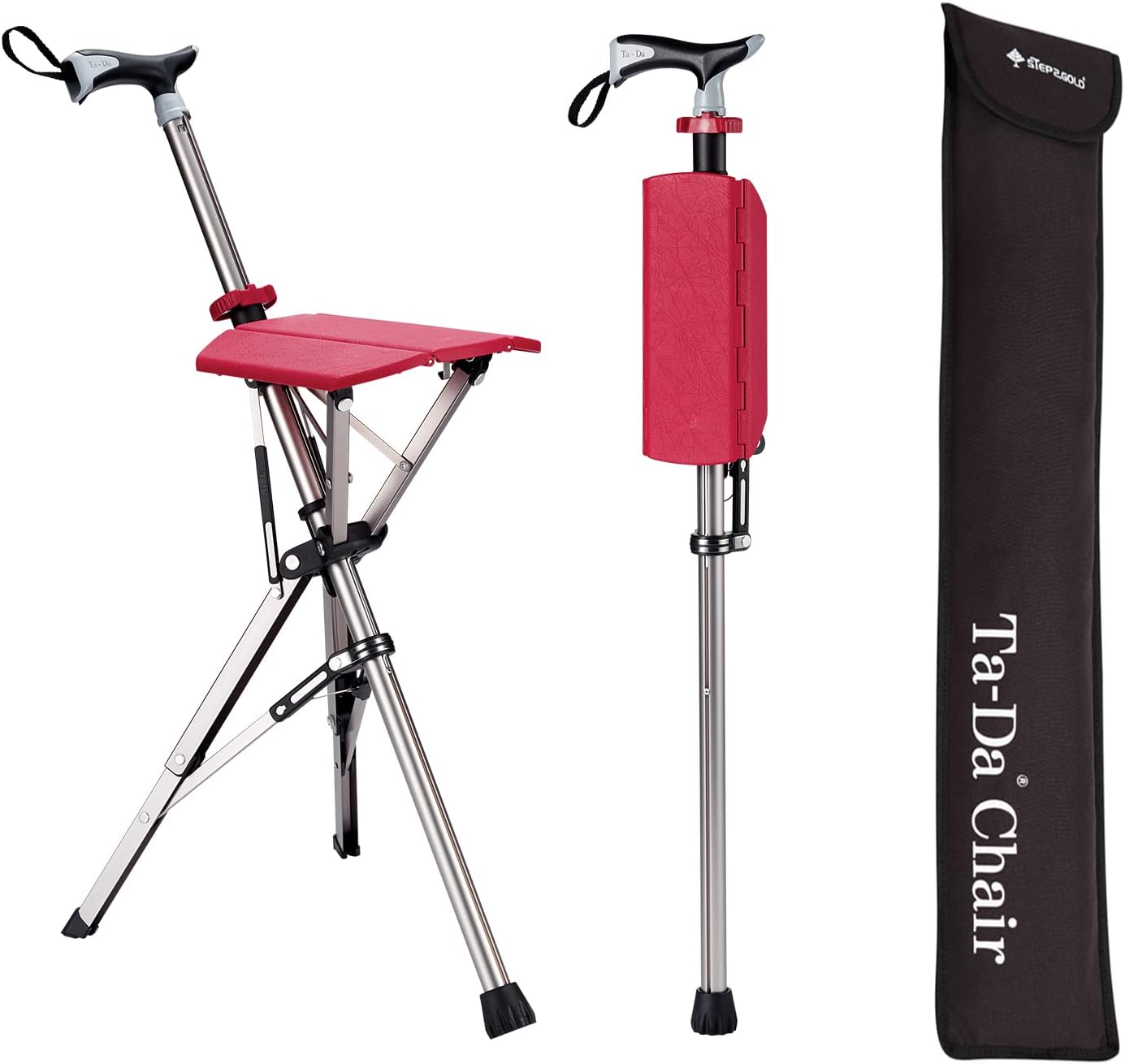 Trekking Pole with Folding Seat | Portable Walking Stick Chair