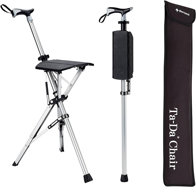 Trekking Pole with Folding Seat | Portable Walking Stick Chair