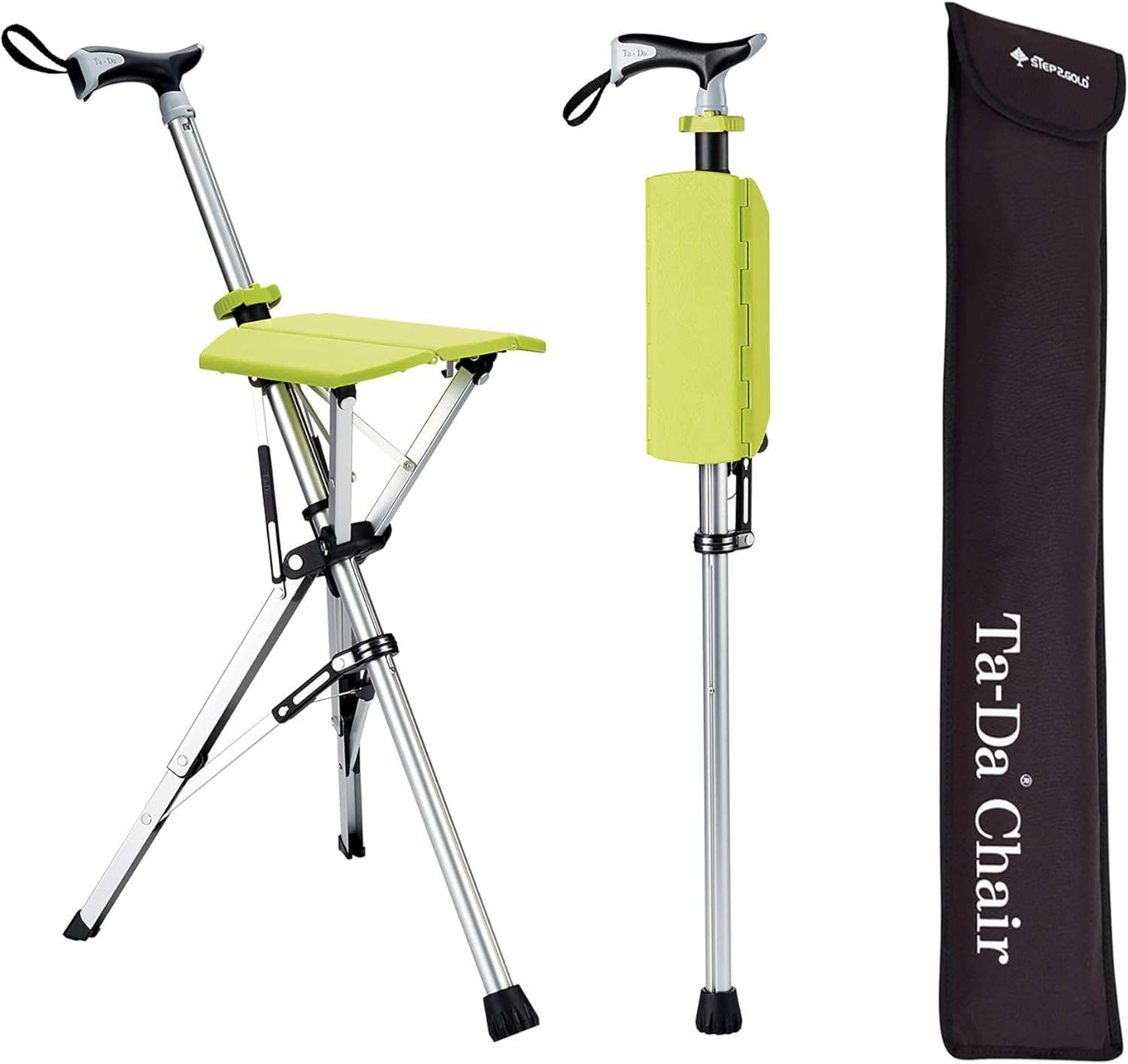 Trekking Pole with Folding Seat | Portable Walking Stick Chair