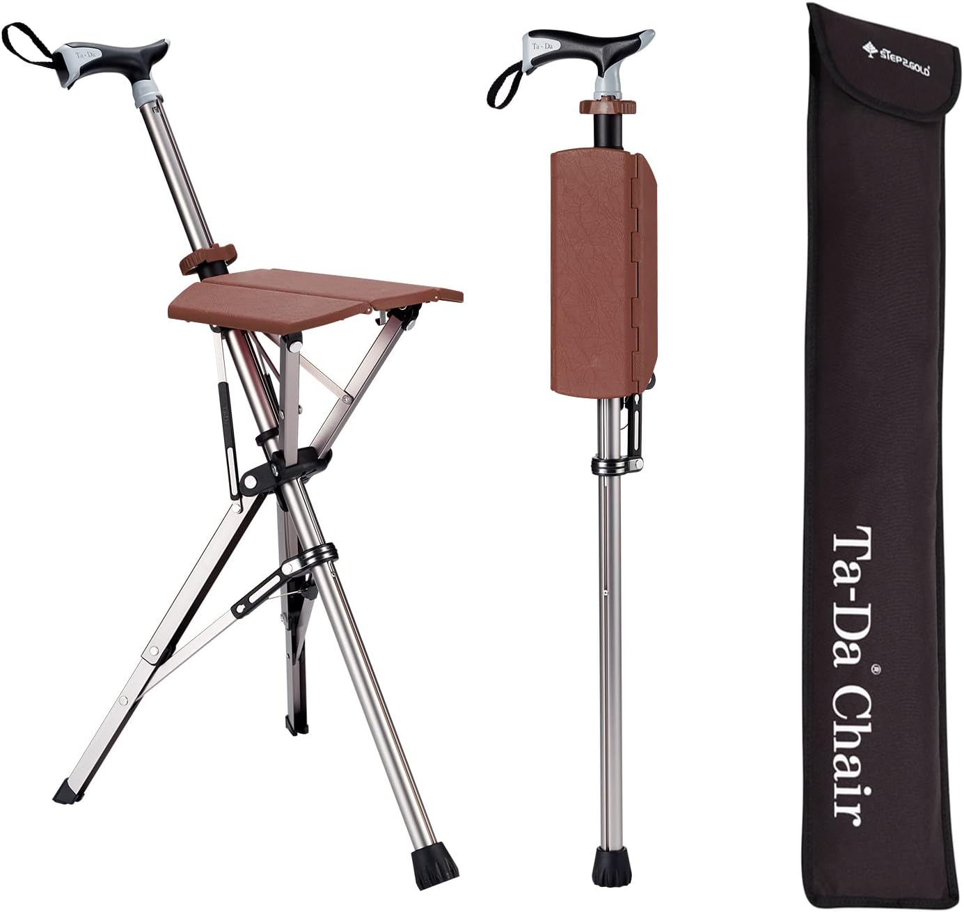 Trekking Pole with Folding Seat | Portable Walking Stick Chair