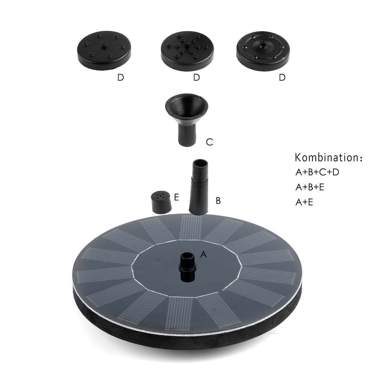 Solar Powered Water Fountain Pump for Birdbath and Garden Pond