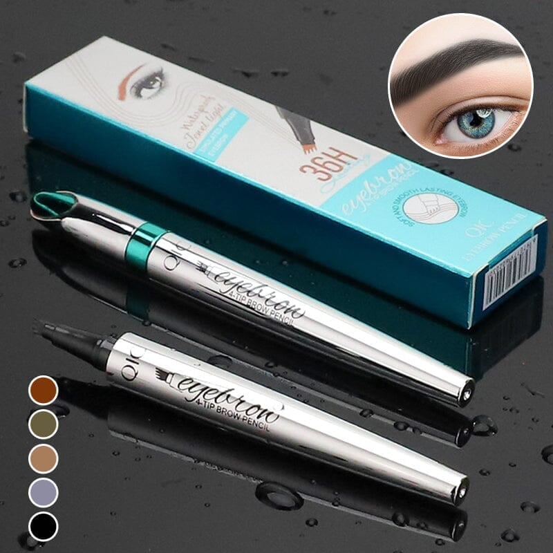 3D Waterproof Microblading Eyebrow Pen – 4-Tip Precision Brow Pencil for Natural Hair-Like Strokes