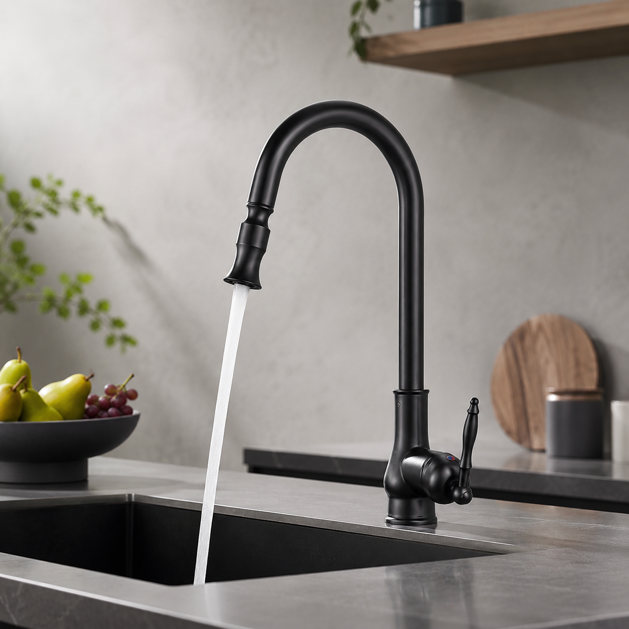 Sleek Antique Bronze Pull-Out Kitchen Faucet – Touch Control