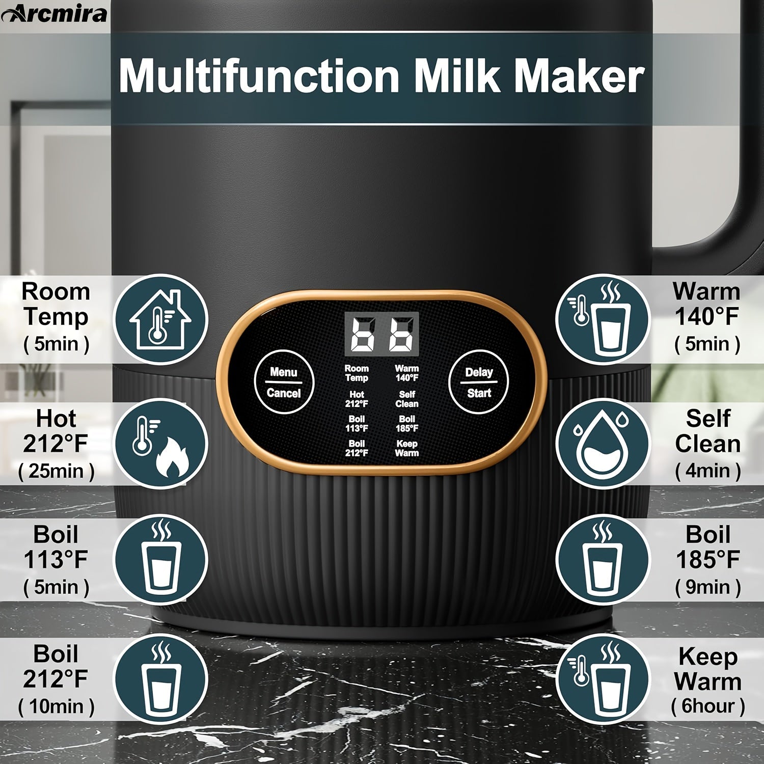 Automatic Plant-Based Milk Maker for Soy Almond and Oat Milk 35oz