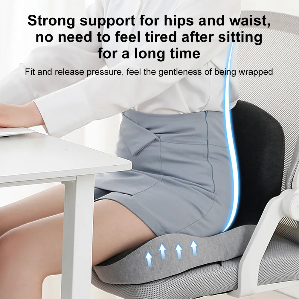 Ergonomic Memory Foam Seat Cushion and Lumbar Support for Office Chairs