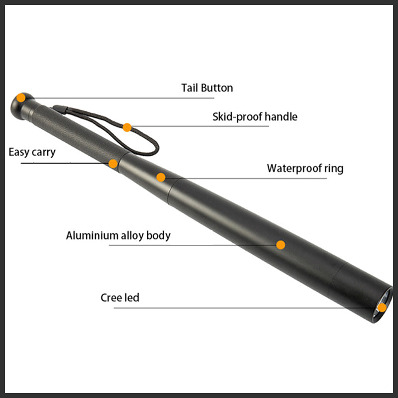 Durable Baseball Bat Shaped LED Flashlight, Tactical Security Light