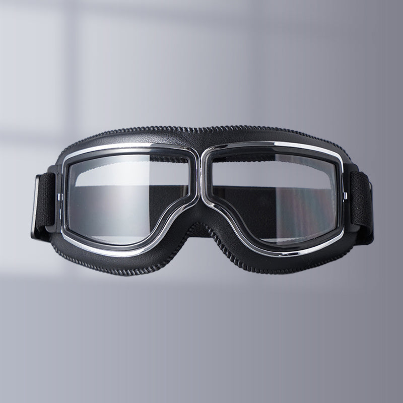Vintage Motorcycle Goggles with Retro Leather Padding for Riding