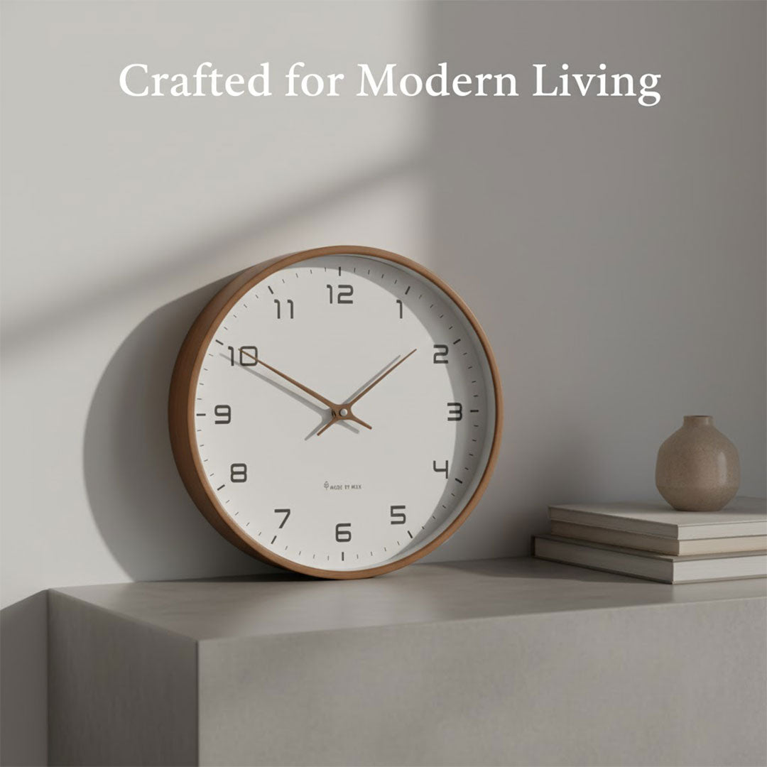 Silent Minimalist Wooden Wall Clock