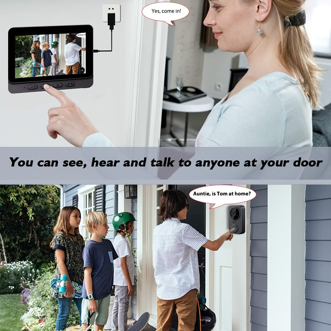 Wireless Video Doorbell with 4.3 Inch Indoor Screen and HD Camera