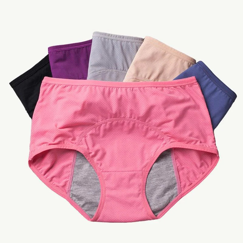 Leak-Proof High-Waisted Panties – Absorbent Cotton Protective Underwear for Women, Plus Sizes Available