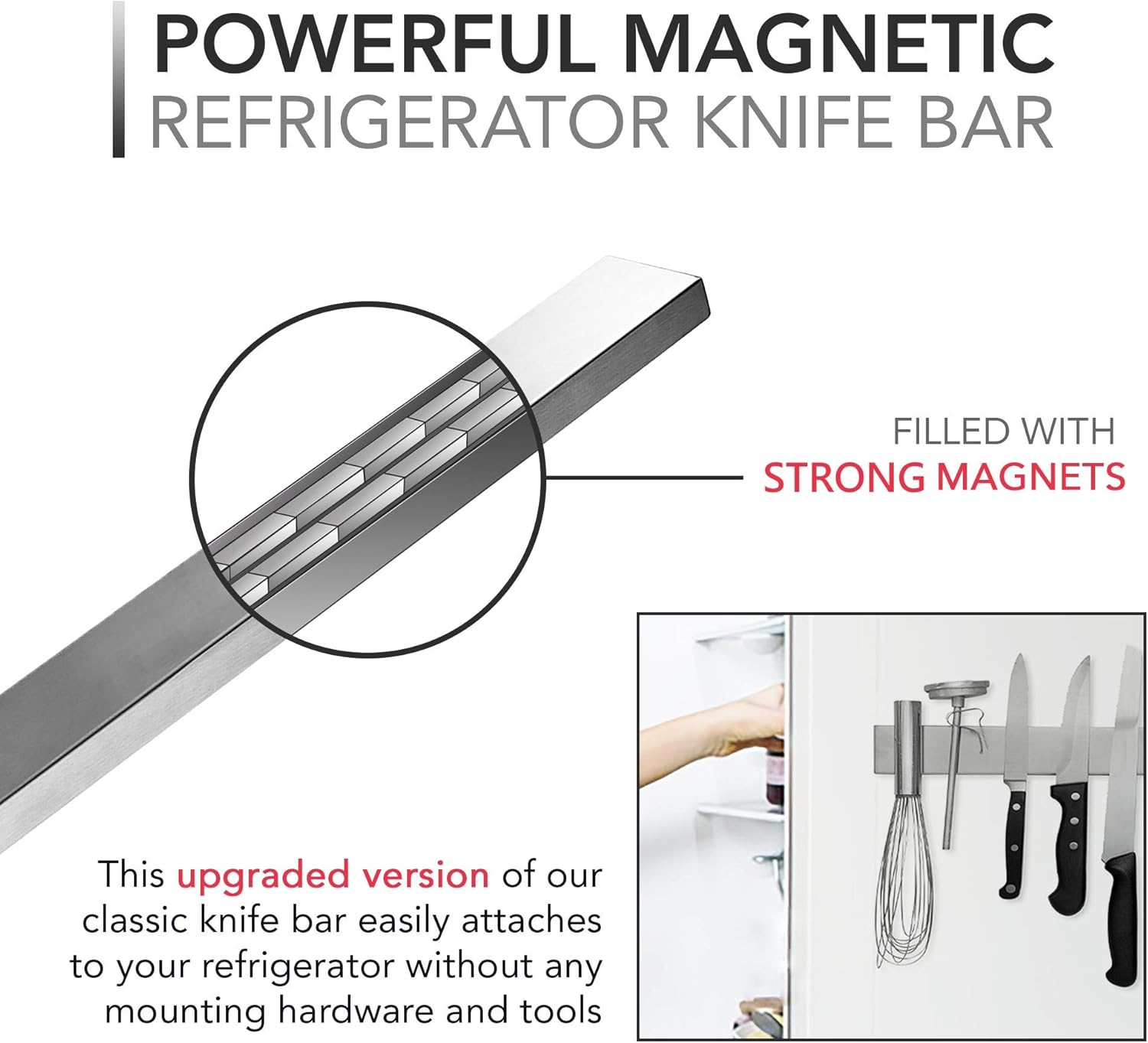 Stainless Steel Magnetic Knife Holder for Wall or Fridge 14 Inch