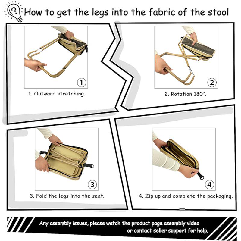 Foldable Backpack Stool and Portable Chair for Camping and Fishing