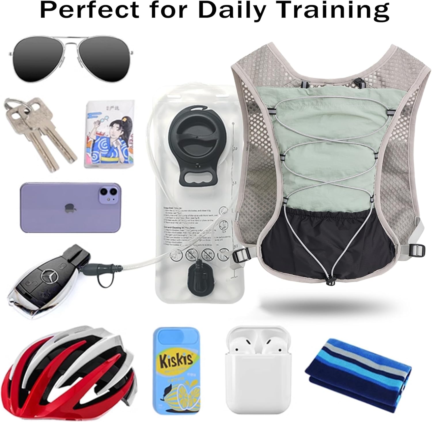 Hydration Running Vest | Marathon & Hiking Water Backpack (2L Bladder)