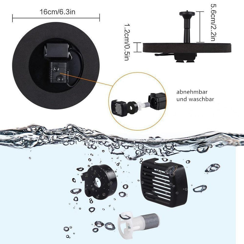 Solar Powered Water Fountain Pump for Birdbath and Garden Pond