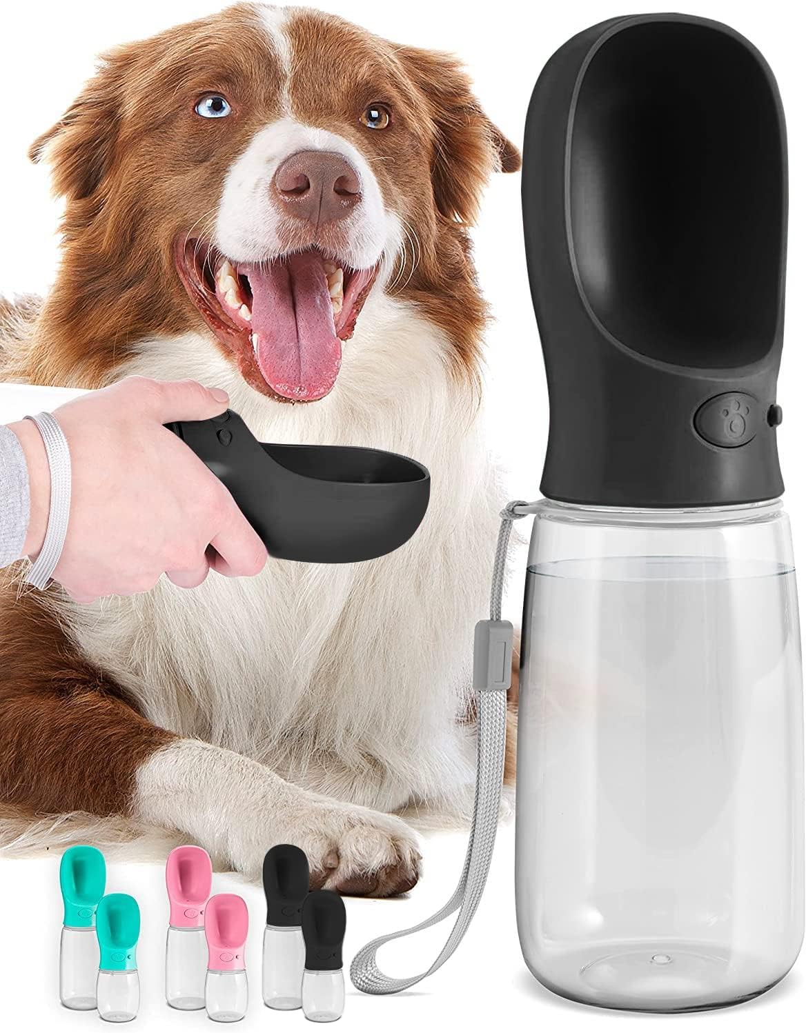 Portable Dog Water Bottle with Built-In Leak-Proof Bowl 19oz