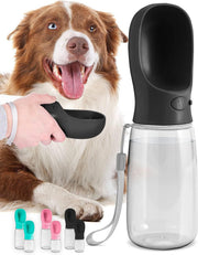 Portable Dog Water Bottle with Built-In Leak-Proof Bowl 19oz