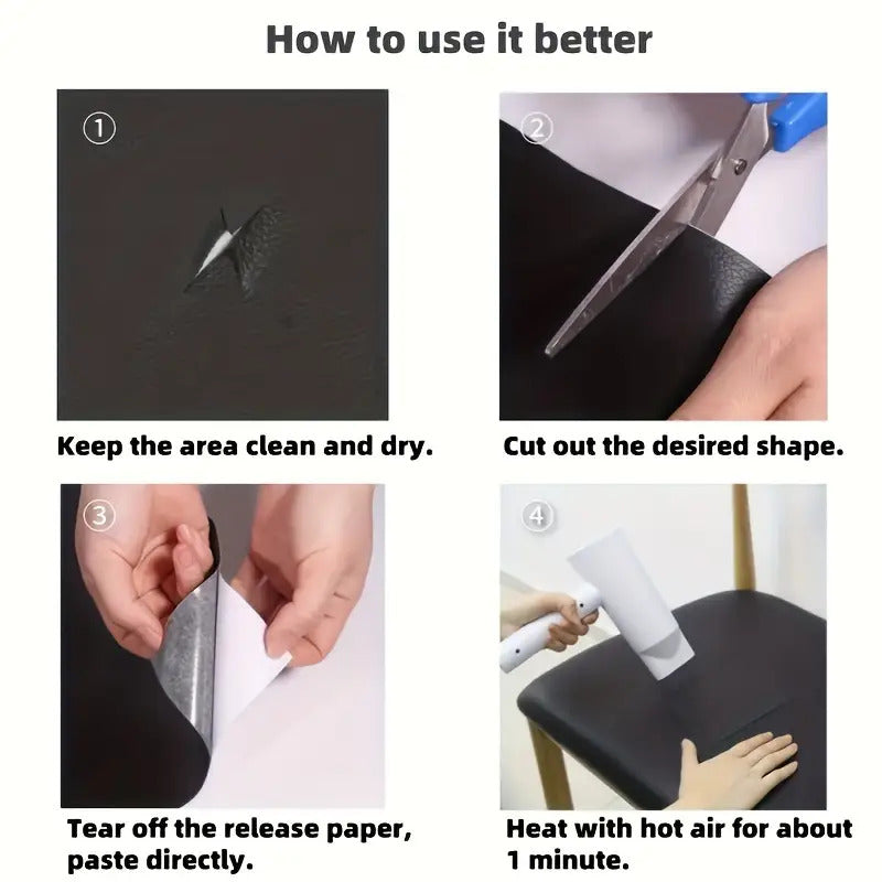 Self-Adhesive Leather Repair Patch - Durable Stick-On Cover for Seats, Sofas, Belts and Car Interiors