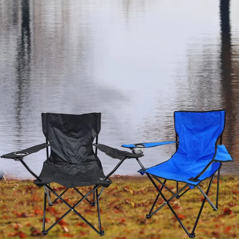 Folding Camping Chair with Armrests & Cup Holder – Portable Outdoor Seat for Camping, Fishing & Events