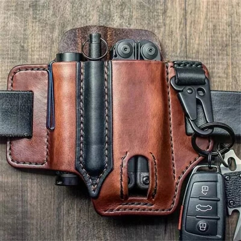 Full-Grain Cowhide Multitool Belt Pouch – Sturdy Leather Holster for Multitools, Flashlights & Pens