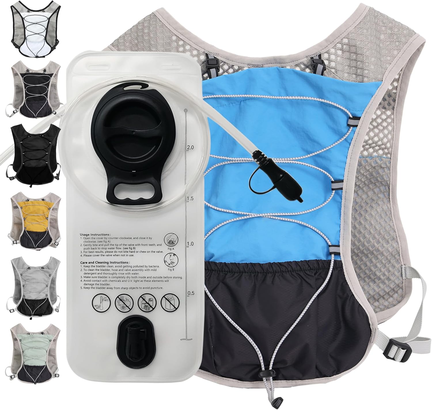 Hydration Running Vest | Marathon & Hiking Water Backpack (2L Bladder)