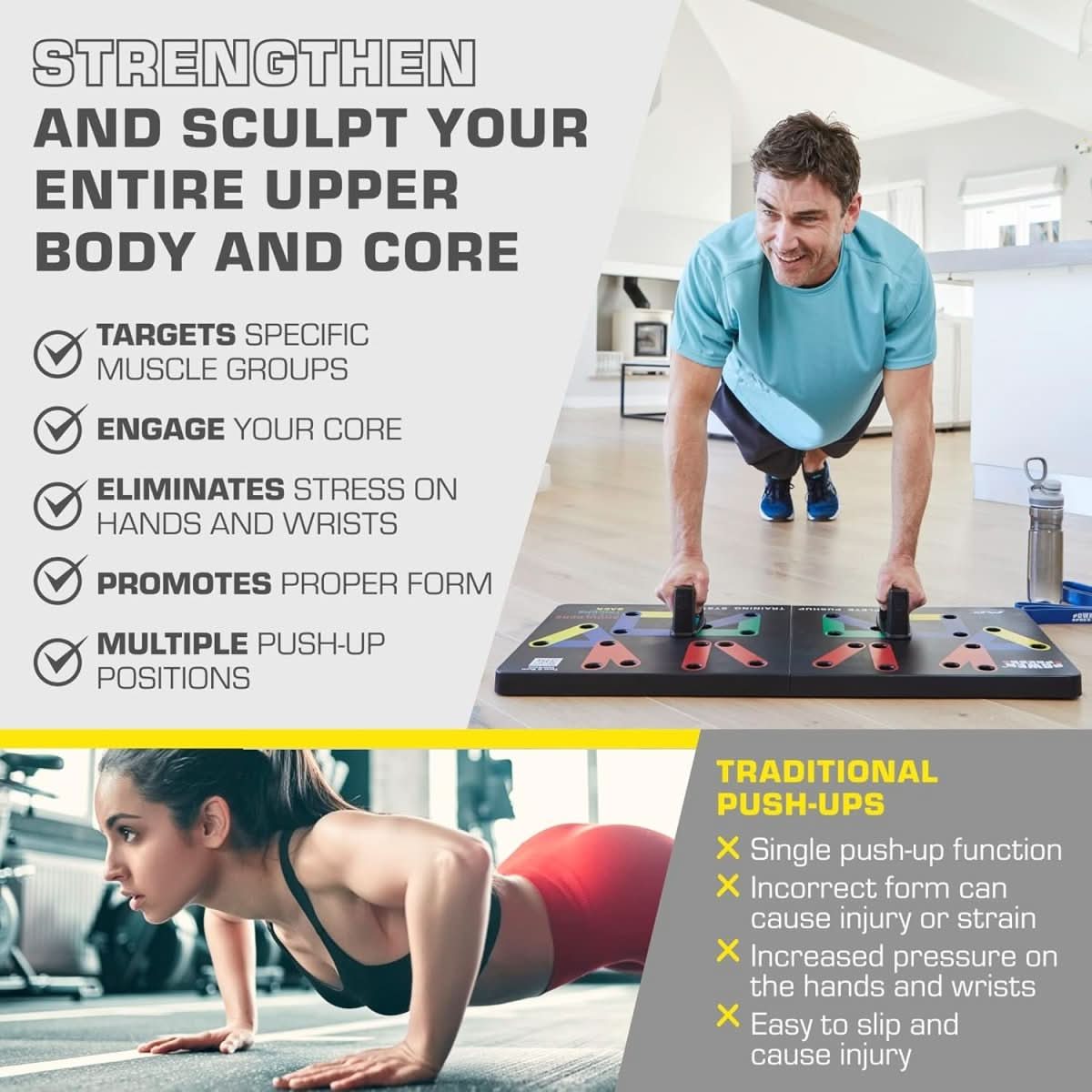 Foldable Push Up Board System | 30-in-1 Multi-Position Home Gym