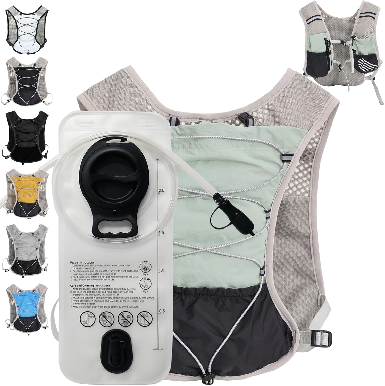 Hydration Running Vest | Marathon & Hiking Water Backpack (2L Bladder)
