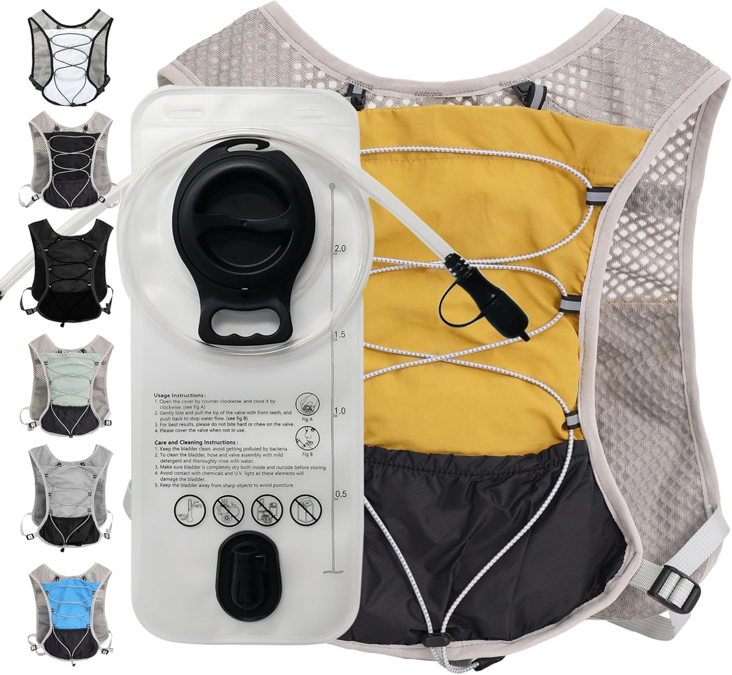 Hydration Running Vest | Marathon & Hiking Water Backpack (2L Bladder)