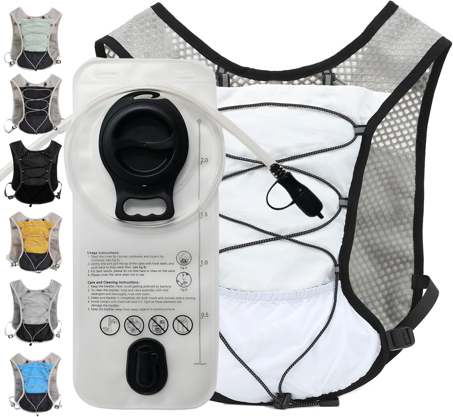 Hydration Running Vest | Marathon & Hiking Water Backpack (2L Bladder)