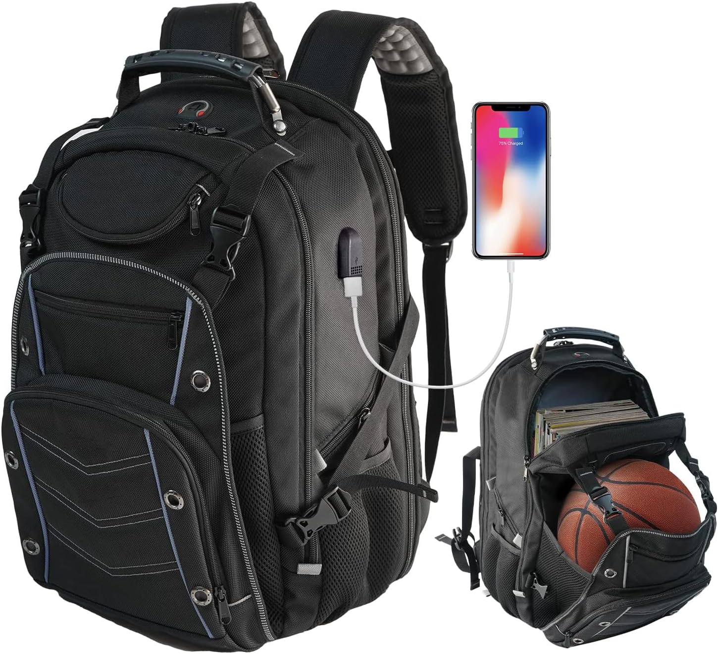 Extra-Large Travel Laptop Backpack | Anti-Theft Carry-On Bag with USB (55L)