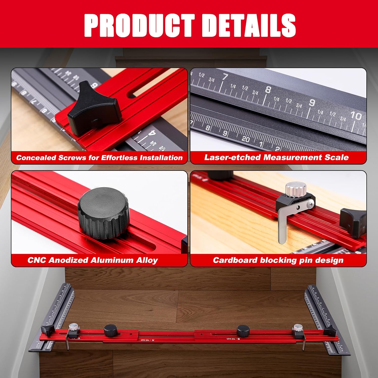 Adjustable Stair Tread Template Tool for Precise Stair Measuring
