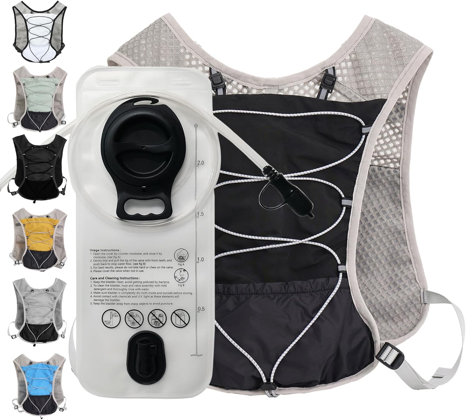 Hydration Running Vest | Marathon & Hiking Water Backpack (2L Bladder)