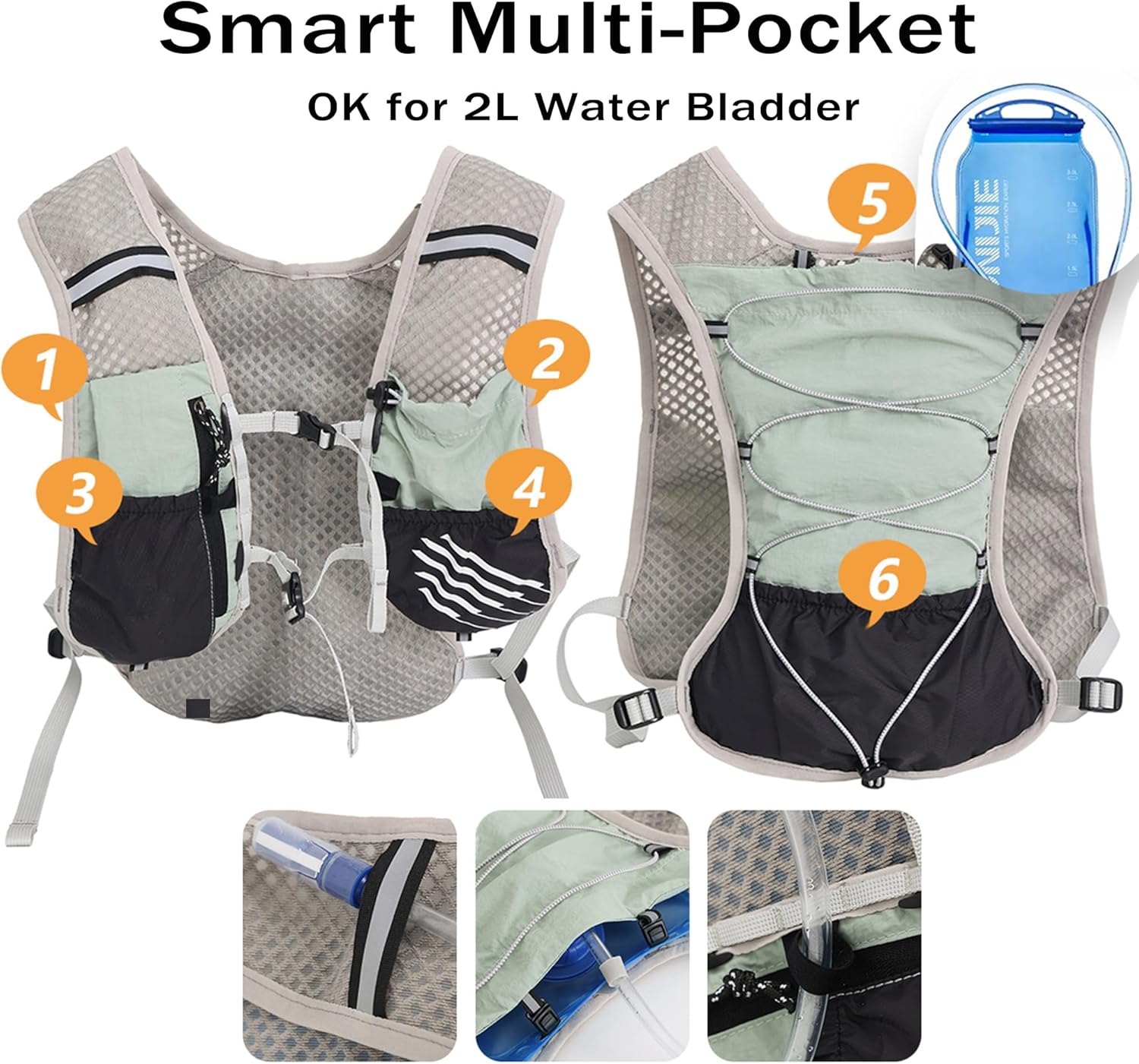 Hydration Running Vest | Marathon & Hiking Water Backpack (2L Bladder)