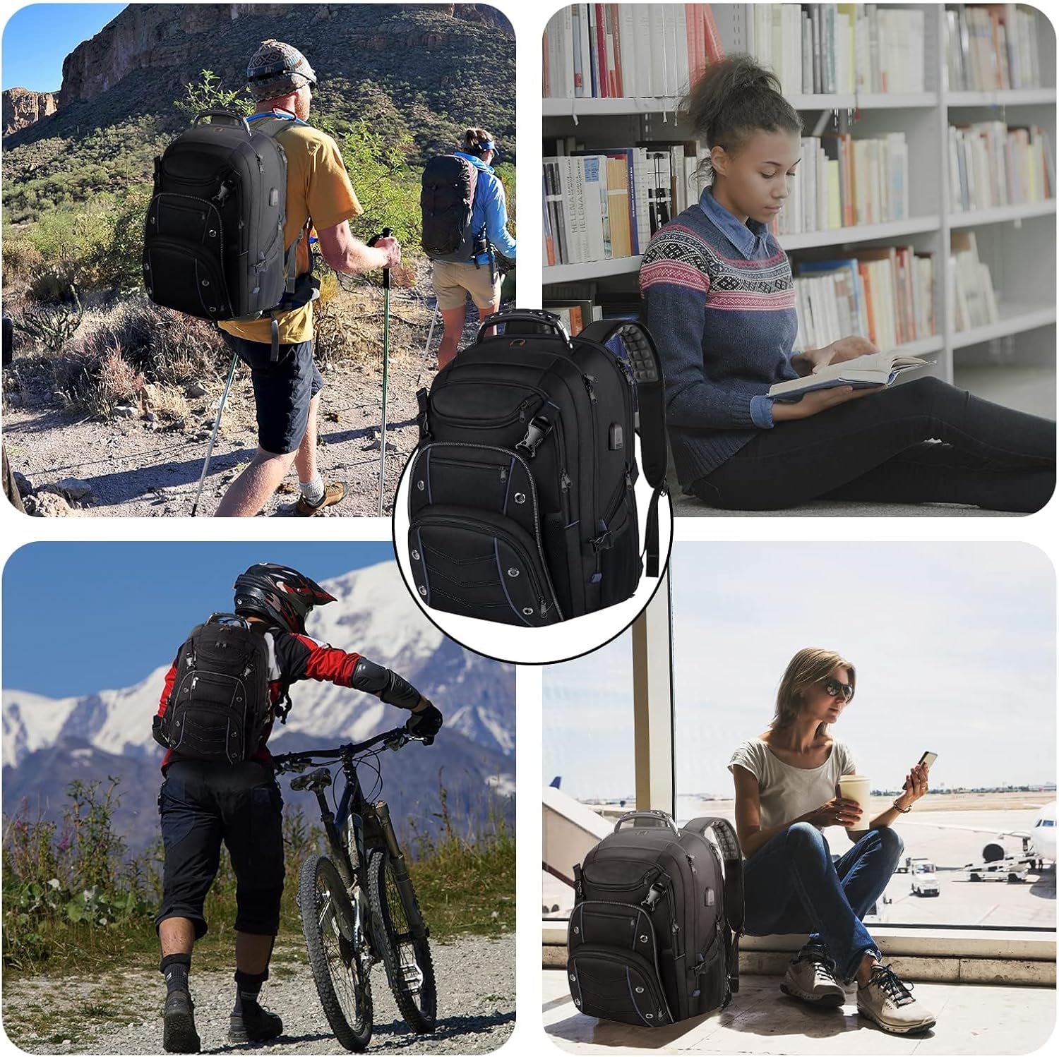 Extra-Large Travel Laptop Backpack | Anti-Theft Carry-On Bag with USB (55L)