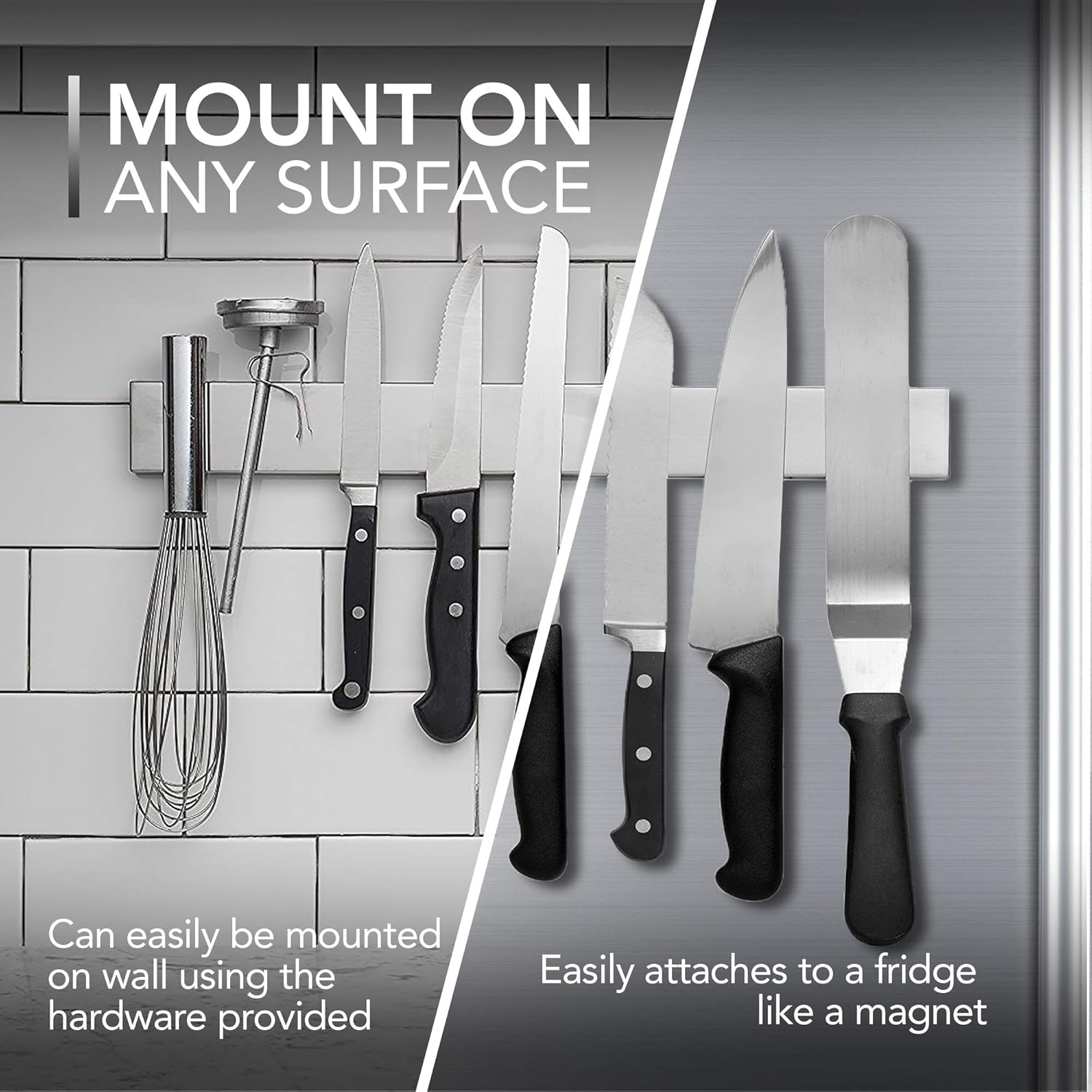 Stainless Steel Magnetic Knife Holder for Wall or Fridge 14 Inch